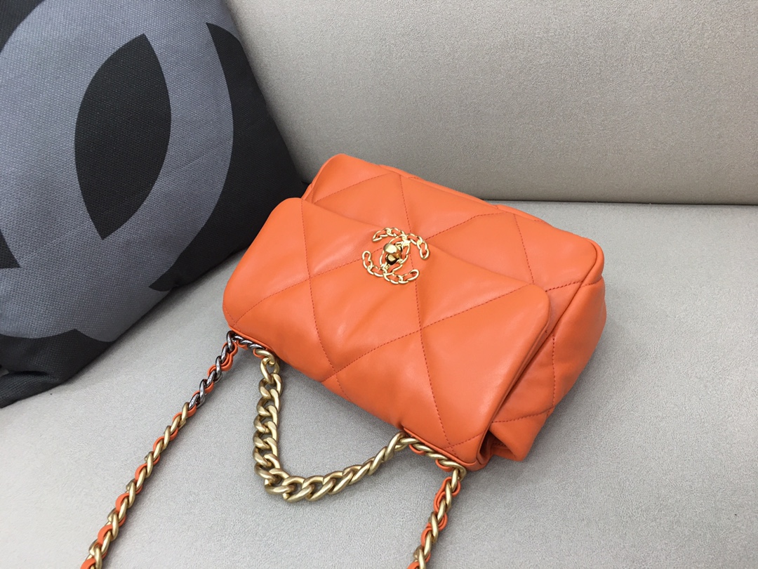 Lambskin 19 Handbag Flap Bag AS1160 Orange